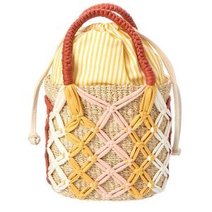Rafé Michelle Straw Bucket Tote, Yellow